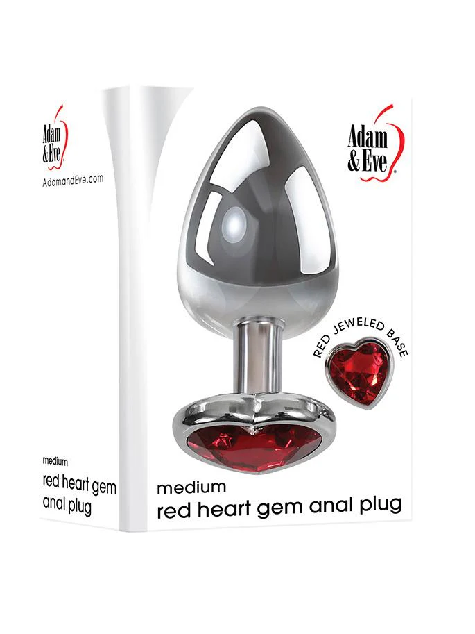 Adam & Eve Red Hearts Gem Metal Anal Plugs - Image 4